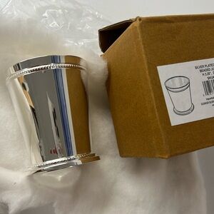 PAIR of 2, silver plate, beaded Julep cup
